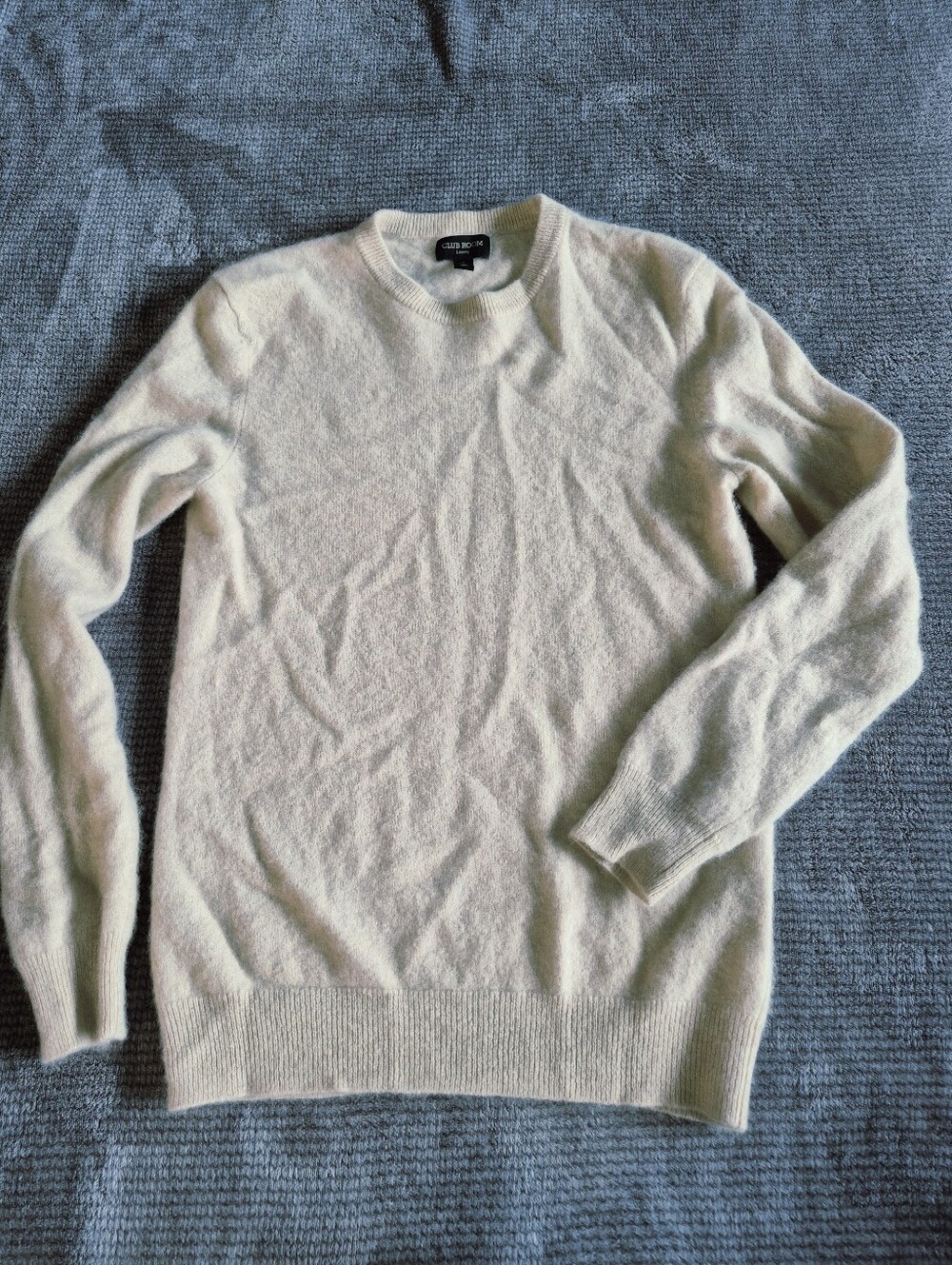 Club Room Men's Beige Cashmere Knit Crew Neck Sweater S Pullover natural fibers,